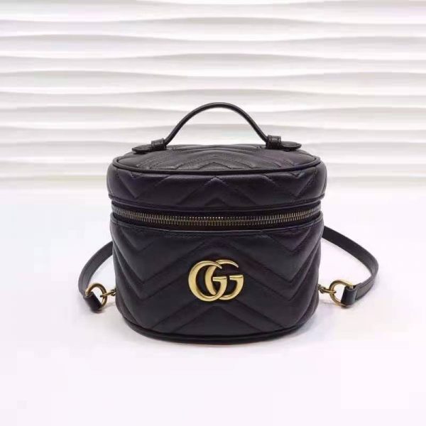 Gucci Women GG Marmont Cosmetic Case Black Matelassé Chevron Leather (3)
