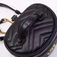 Gucci Women GG Marmont Cosmetic Case Black Matelassé Chevron Leather