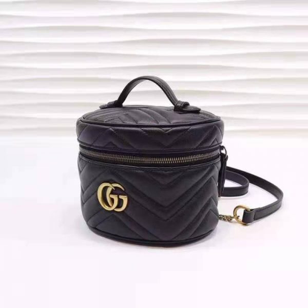 Gucci Women GG Marmont Cosmetic Case Black Matelassé Chevron Leather (5)
