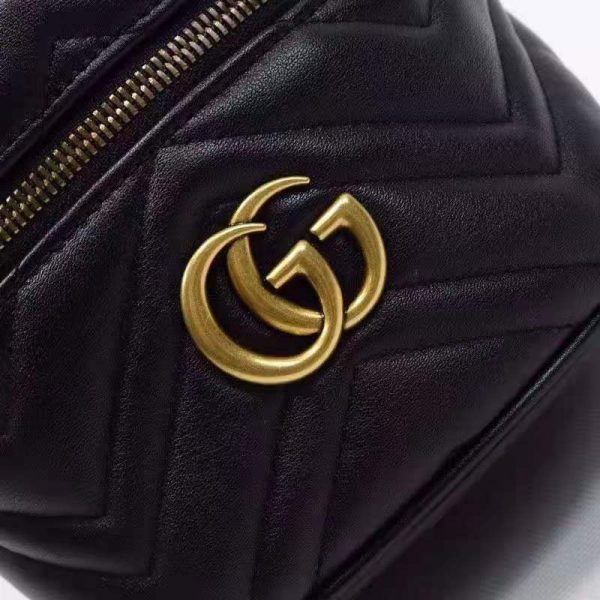 Gucci Women GG Marmont Cosmetic Case Black Matelassé Chevron Leather (6)