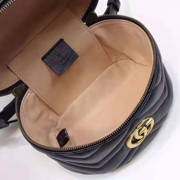 Gucci Women GG Marmont Cosmetic Case Black Matelassé Chevron Leather (7)