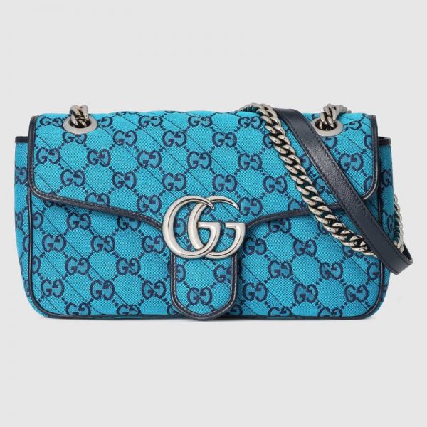 Gucci Women GG Marmont Multicolor Small Shoulder Bag Double G-Blue (9)
