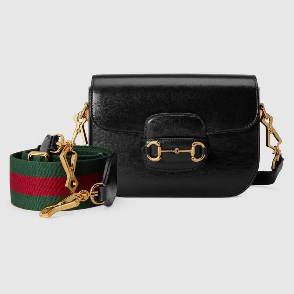 Gucci Women Gucci Horsebit 1955 Mini Bag Leather Green Red Web-Black