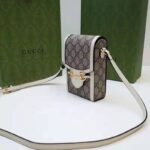Gucci Women Horsebit 1955 Mini Bag Beige Ebony GG Supreme Canvas - Image 5