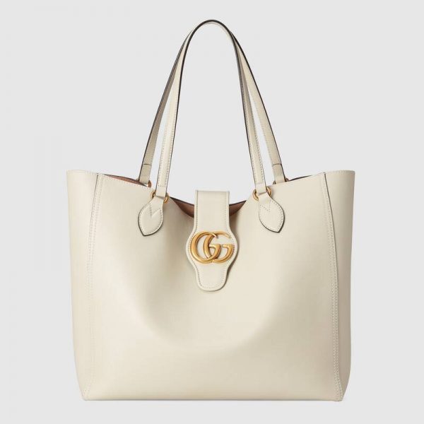 Gucci Women Medium Tote with Double G White Leather