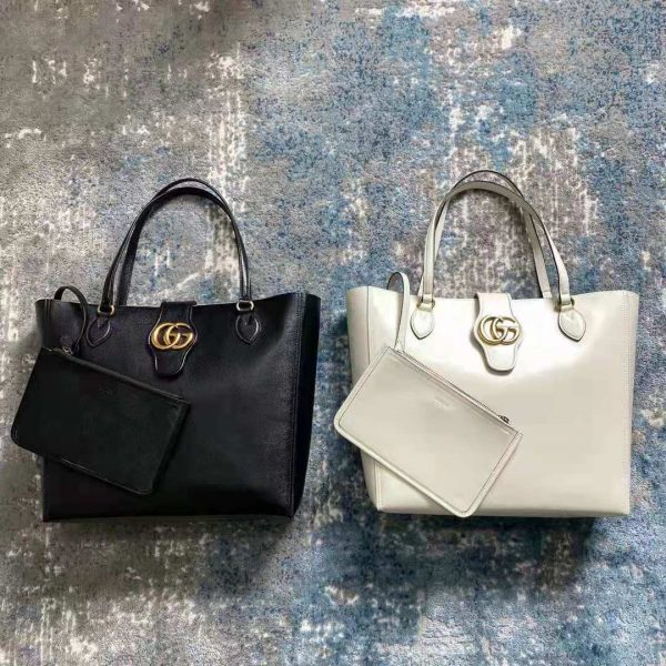 Gucci Women Medium Tote with Double G White Leather (3)
