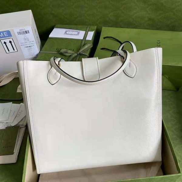 Gucci Women Medium Tote with Double G White Leather (5)