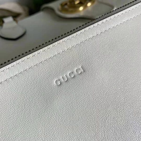 Gucci Women Medium Tote with Double G White Leather (9)