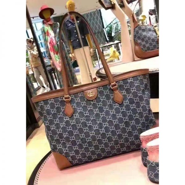 Gucci Women Ophidia GG Medium Tote Double G Organic GG Jacquard Denim (16)