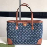 Gucci Women Ophidia GG Medium Tote Double G Organic GG Jacquard Denim