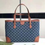 Gucci Women Ophidia GG Medium Tote Double G Organic GG Jacquard Denim – Bild 4