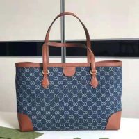 Gucci Women Ophidia GG Medium Tote Double G Organic GG Jacquard Denim