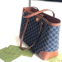 Gucci Women Ophidia GG Medium Tote Double G Organic GG Jacquard Denim