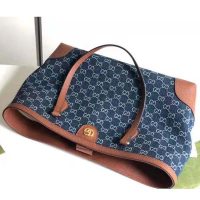 Gucci Women Ophidia GG Medium Tote Double G Organic GG Jacquard Denim