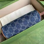 Gucci Women Ophidia GG Mini Bag Jacquard Denim Brown Leather Double G – Bild 4