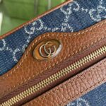 Gucci Women Ophidia GG Mini Bag Jacquard Denim Brown Leather Double G – Bild 6