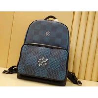 Louis Vuitton LV Unisex Campus Backpack Navy Blue Damier Graphite 3D Coated Canvas