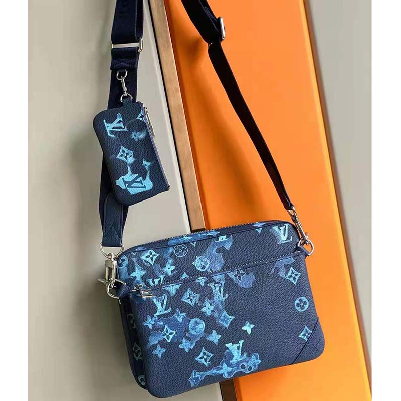 Louis Vuitton Trio Messenger Cobalt Blue in Monogram Coated Canvas/Taiga  Cowhide Leather with Silver-tone - US