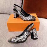 Louis Vuitton LV Women 1854 Louise Slingback Pumps Calf Leather Monogram Canvas – Image 6