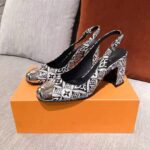 Louis Vuitton LV Women 1854 Louise Slingback Pumps Calf Leather Monogram Canvas – Image 5