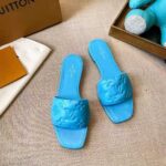 Louis Vuitton LV Women Revival Flat Mule Blue Monogram-Embossed Lambskin – Image 7