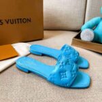 Louis Vuitton LV Women Revival Flat Mule Blue Monogram-Embossed Lambskin – Image 2