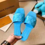 Louis Vuitton LV Women Revival Flat Mule Blue Monogram-Embossed Lambskin – Image 8