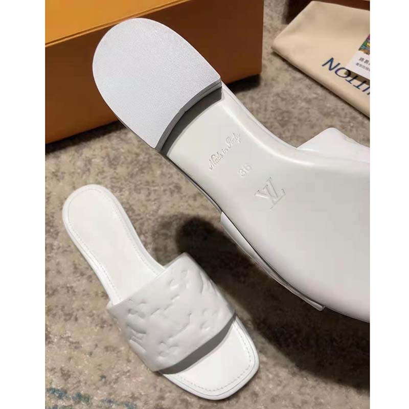 Louis Vuitton Revival White Flat Mules New