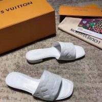 Louis Vuitton LV Women Revival Flat Mule Monogram-Embossed Lambskin White