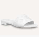 Louis Vuitton LV Femme Revival Flat Mule Monogram-Embroidery Cuir Blanc