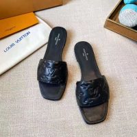 Louis Vuitton LV Women Revival Flat Mule Black Monogram-Embossed Lambskin