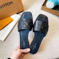 Louis Vuitton LV Women Revival Flat Mule Black Monogram-Embossed Lambskin