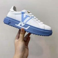 Louis Vuitton LV Women Time Out Sneaker Printed Calf Leather Light Blue