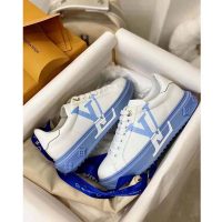 Louis Vuitton LV Women Time Out Sneaker Printed Calf Leather Light Blue
