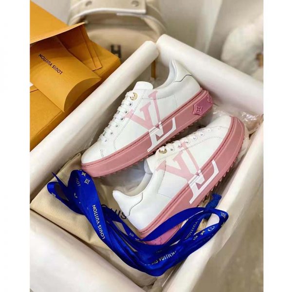 Louis Vuitton LV Women Time Out Sneaker Printed Calf Leather Light Pink (6)