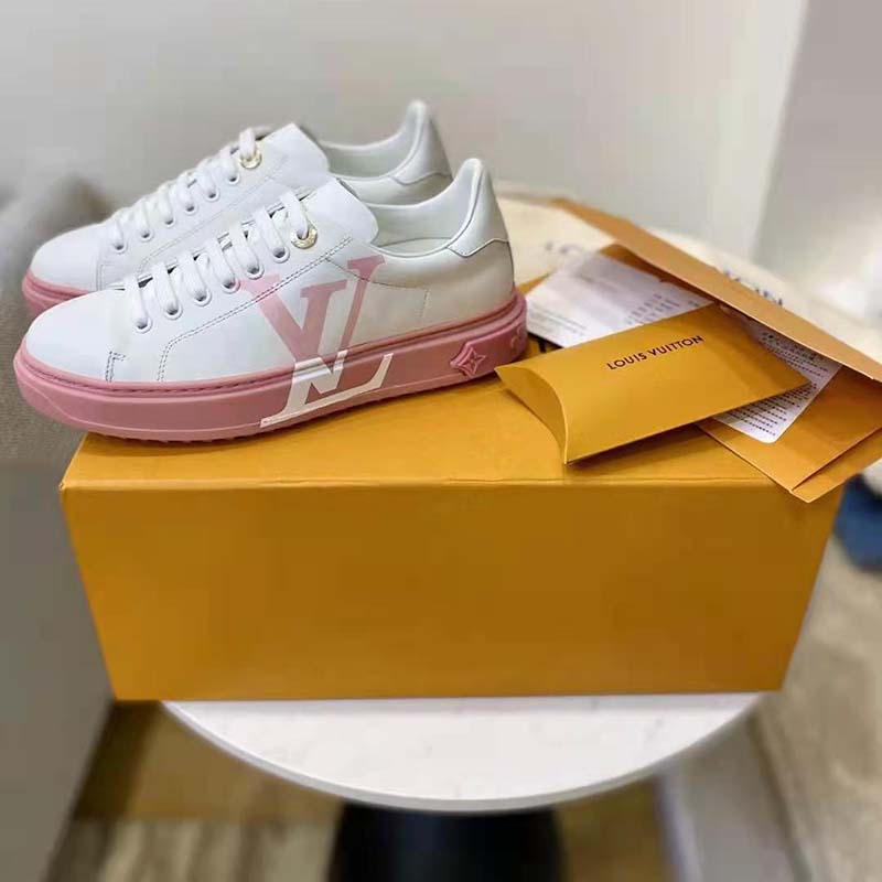 Louis Vuitton LV Women Time Out Sneaker Printed Calf Leather Light Pink ...