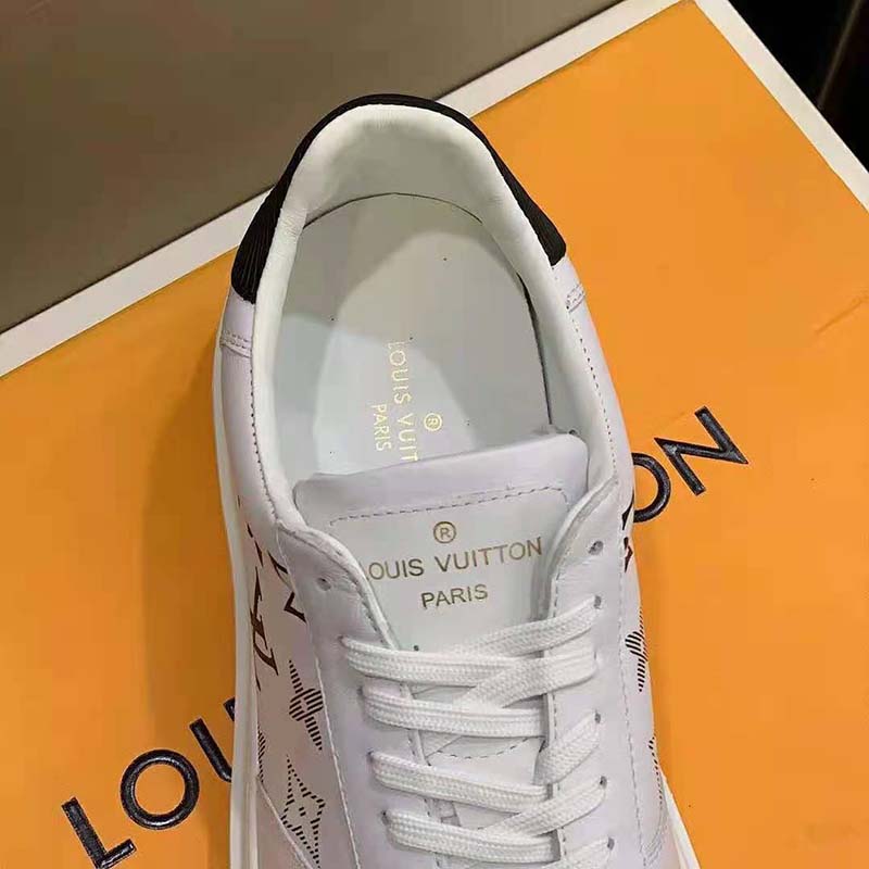 LOUIS VUITTON Calfskin Monogram Beverly Hills Sneakers 9 White