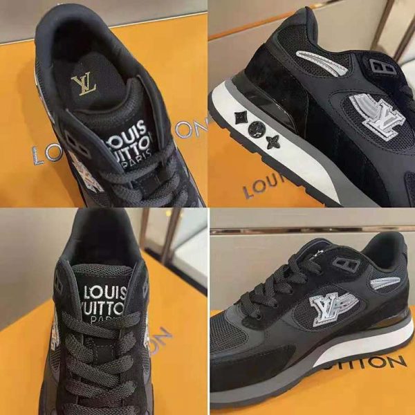 Louis Vuitton Men Run Away Sneaker Black Mix of Materials Monogram Flowers (11)