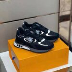 Louis Vuitton Men Run Away Sneaker Black Mix of Materials Monogram Flowers - Imagen 3