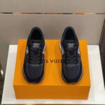 Louis Vuitton Men Run Away Sneaker Black Mix of Materials Monogram Flowers - Imagen 4