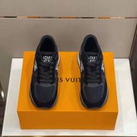Louis Vuitton Men Run Away Sneaker Black Mix of Materials Monogram Flowers