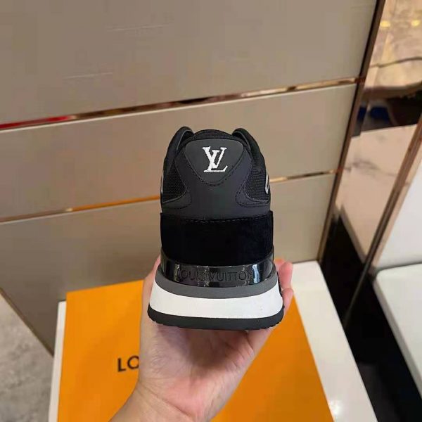 Louis Vuitton Men Run Away Sneaker Black Mix of Materials Monogram Flowers (9)