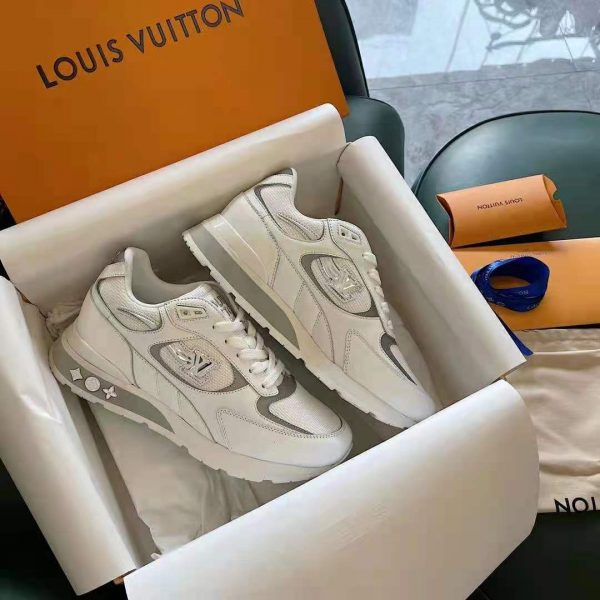 Louis Vuitton Men Run Away Sneaker White Mix of Materials Monogram Flowers (3)