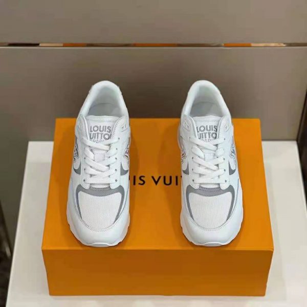 Louis Vuitton Men Run Away Sneaker White Mix of Materials Monogram Flowers (5)