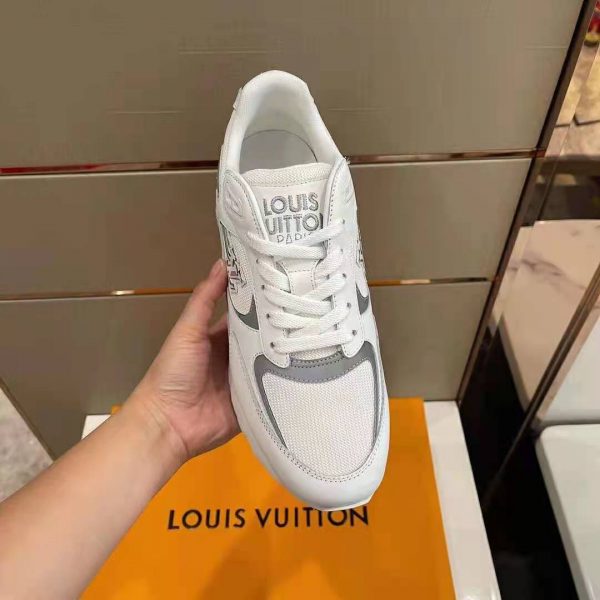 Louis Vuitton Men Run Away Sneaker White Mix of Materials Monogram Flowers (6)