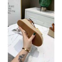 Louis Vuitton Women Boundary Wedge Sandal Raffia and Tan Calf Leather (1)