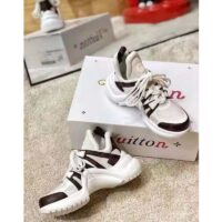 Louis Vuitton Women LV Archlight Sneaker Patent Monogram Canvas Technical Fabrics White