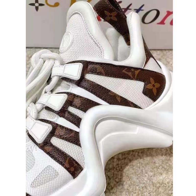 Louis Vuitton White Leather and Monogram Canvas Archlight Sneakers