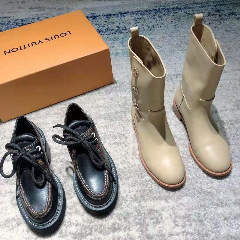 LOUIS VUITTON Monogram Calfskin Beaubourg Platform Derby Shoes 38 Brown  1118381