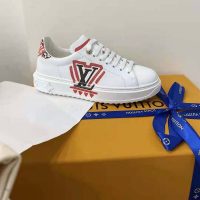 Louis Vuitton Women LV Crafty Time Out Sneaker Printed Calf Leather Red